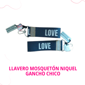 Llavero mosquetón niquel gancho chico